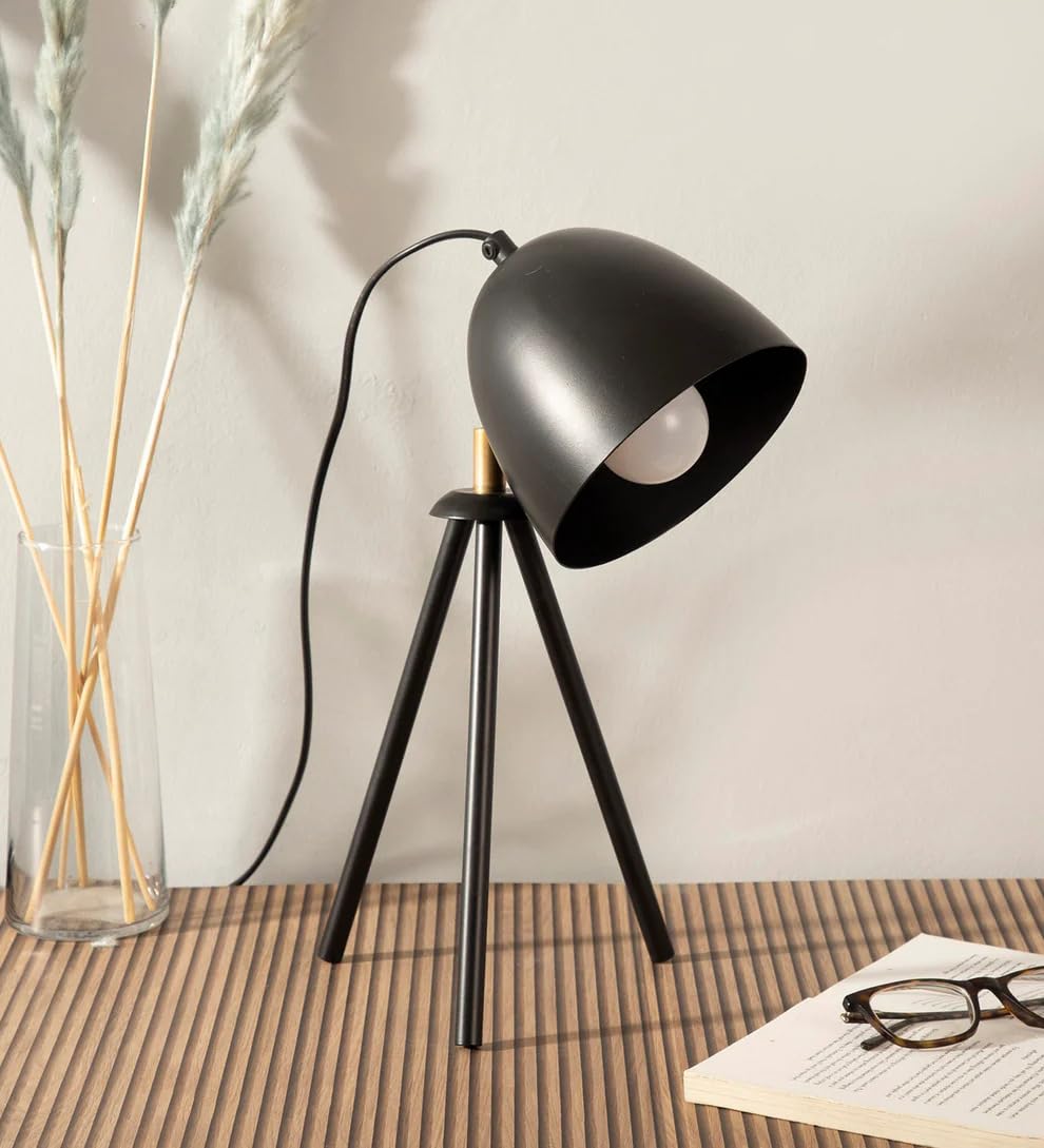 Anis Tripod Desk Lamp, Study Table Lamp for Bedside Reading, Room-Night lamp for Study, Home & Office Table, Desk Lamp with Adjustable Head and Body (Black)-image-2