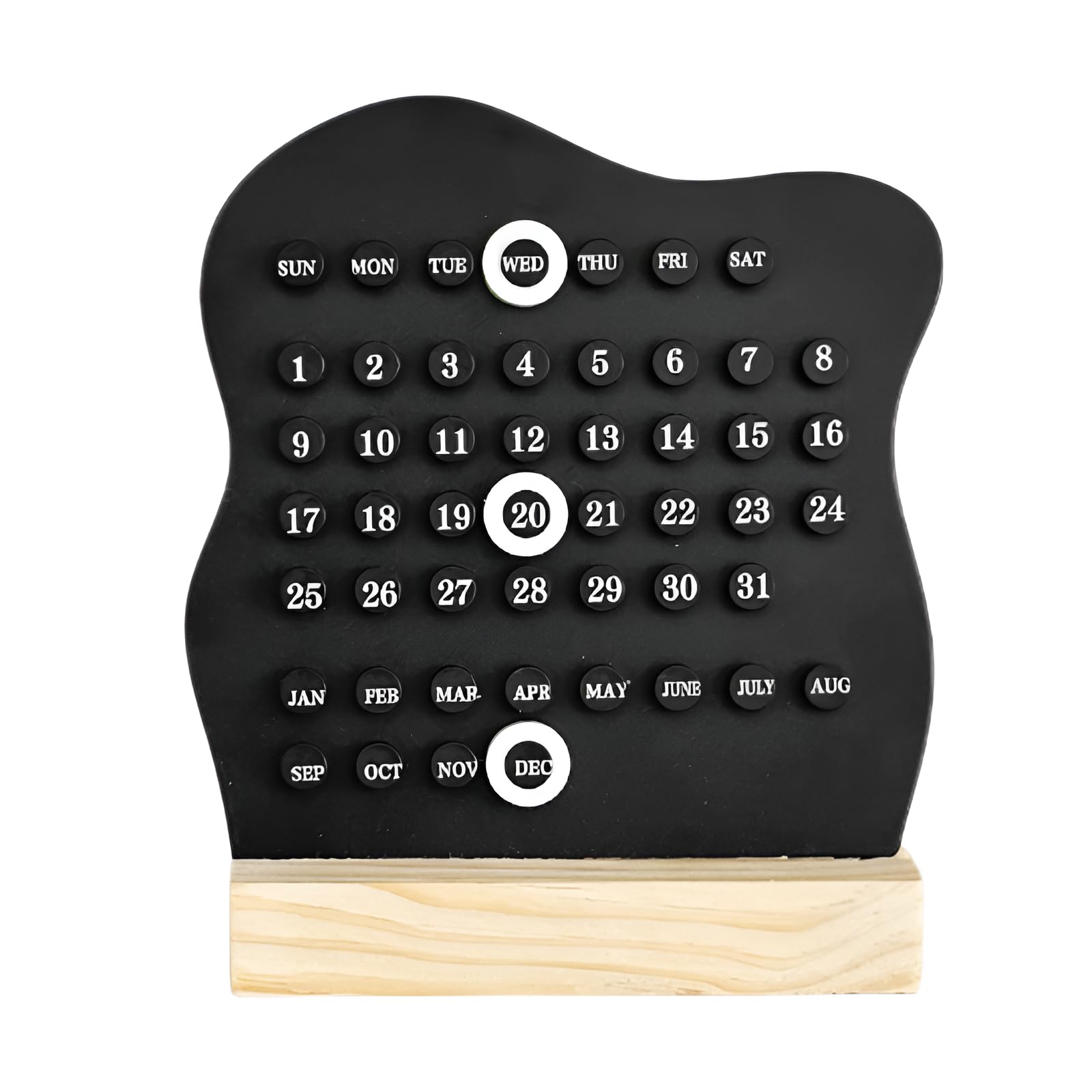 [COVANK]【円形カレンダー】【万年卓上カレンダー】手作りDIY 木製＆ABS ミニマルモダン デスクレーション オフィス 自宅用 ギフトプレゼント対応 (クリスマス 誕生日 父の日) 黒