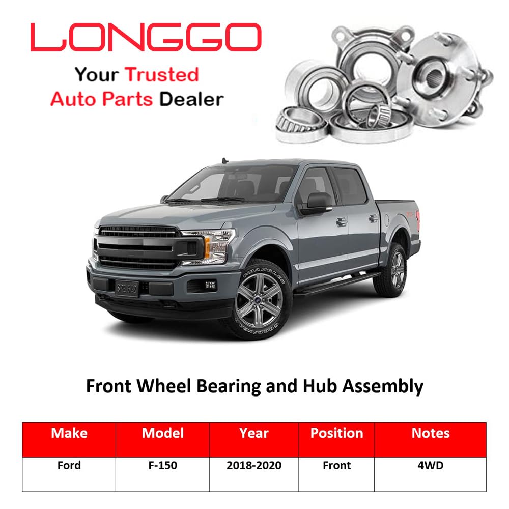 Front Wheel Bearing & Hub Assembly with ABS, 6 Lug - Fits 2018-2020 Ford F-150 4WD (Excludes Raptor) - Replacement for 515177