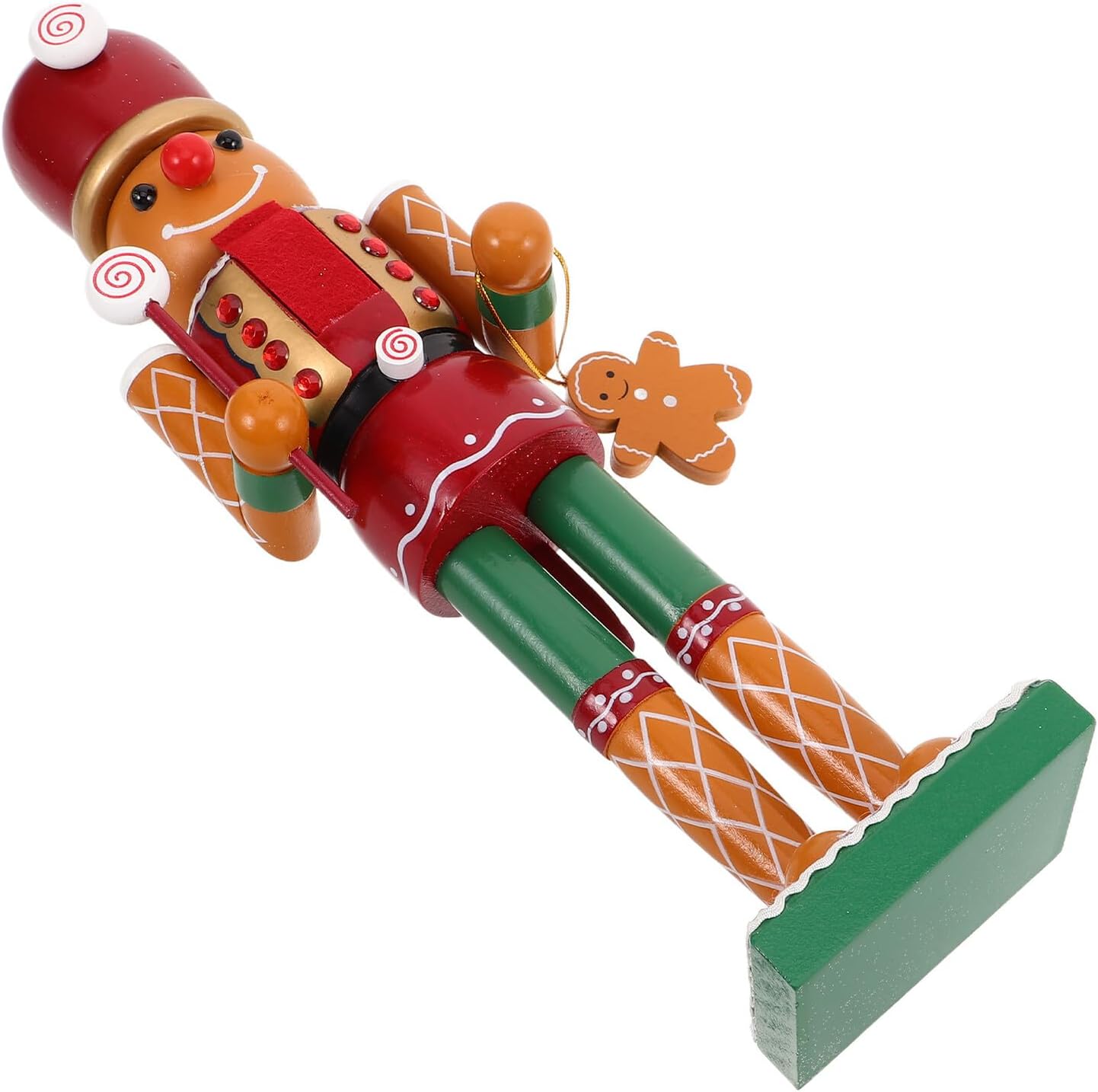 VILLCASE Christmas Gingerbread Nutcracker Soldier Figurine Decoration, 7.5-inch Resin Xmas Nutcracker Statue for Holiday Mantel and Shelf Display, Winter Festival Home Decor