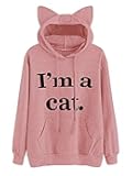 Women Girl Hoodies Cute Cat Ear Novelty Printed Pullover Sweatshirt