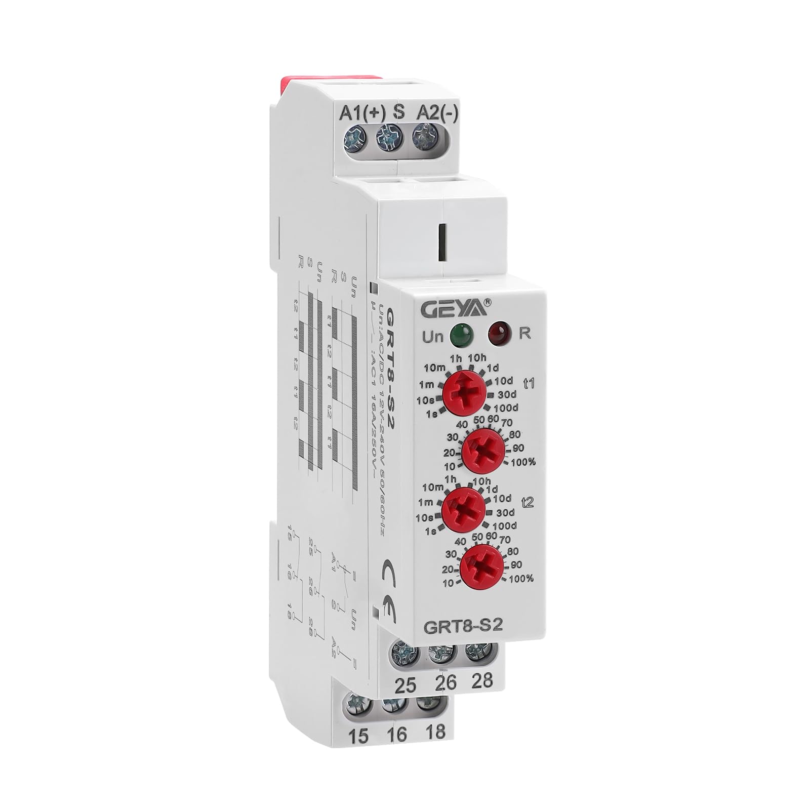 GAEYAELE Asymmetric Cycle Timer 2SPDT Relay 16A AC/DC12V-240V Electronic Repeat Relay(GRT8-S2,AC/DC12V-240V)