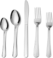 Vista 10 de Dominion - Juego de cubiertos con cuchillo de mantequilla, 25 piezas de cubiertos de acero inoxidable 18/0 para 4, incluye cuchillo de carne