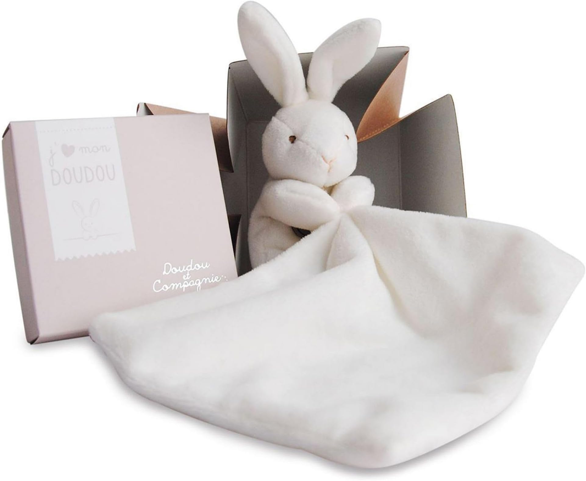 DOUDOU ET COMPAGNIE - White Small Soft Bunny with Blankie
