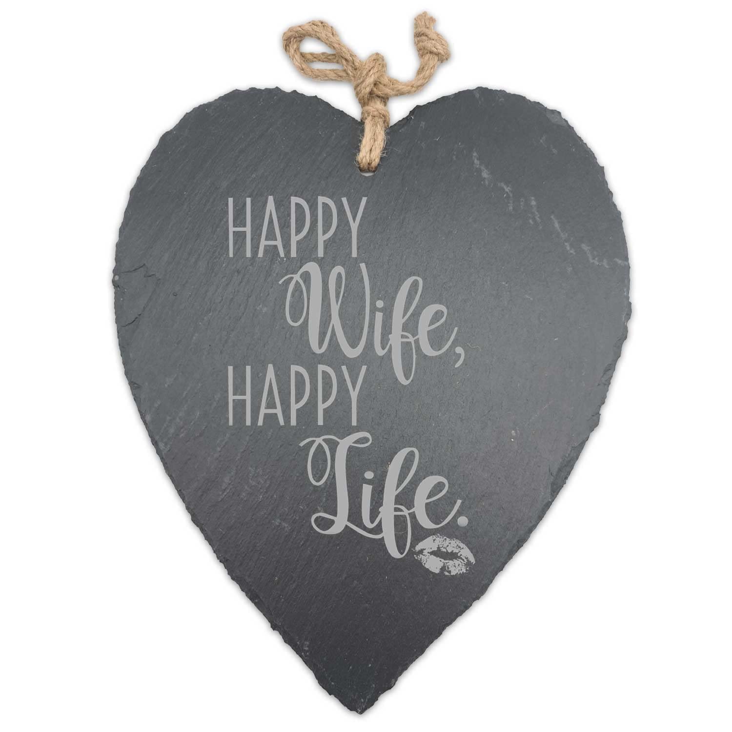 Cuore in ardesia con incisione personalizzata, motivo: cuore in ardesia famiglia & vita con incisione, bella idea regalo, decorazione da parete per appendere, dimensioni 20 x 20 cm – personalizzabile