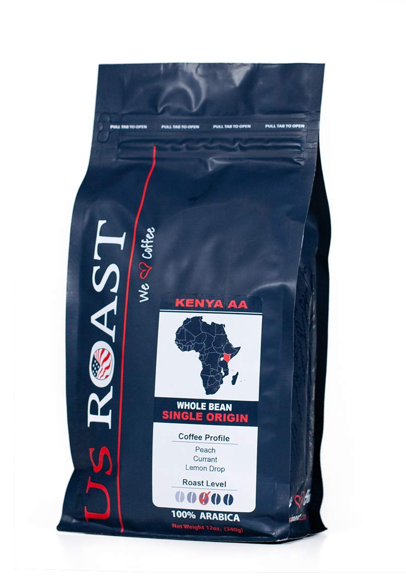 US Roast Kenya AA Coffee, Light Roast, 12 oz, Whole Bean