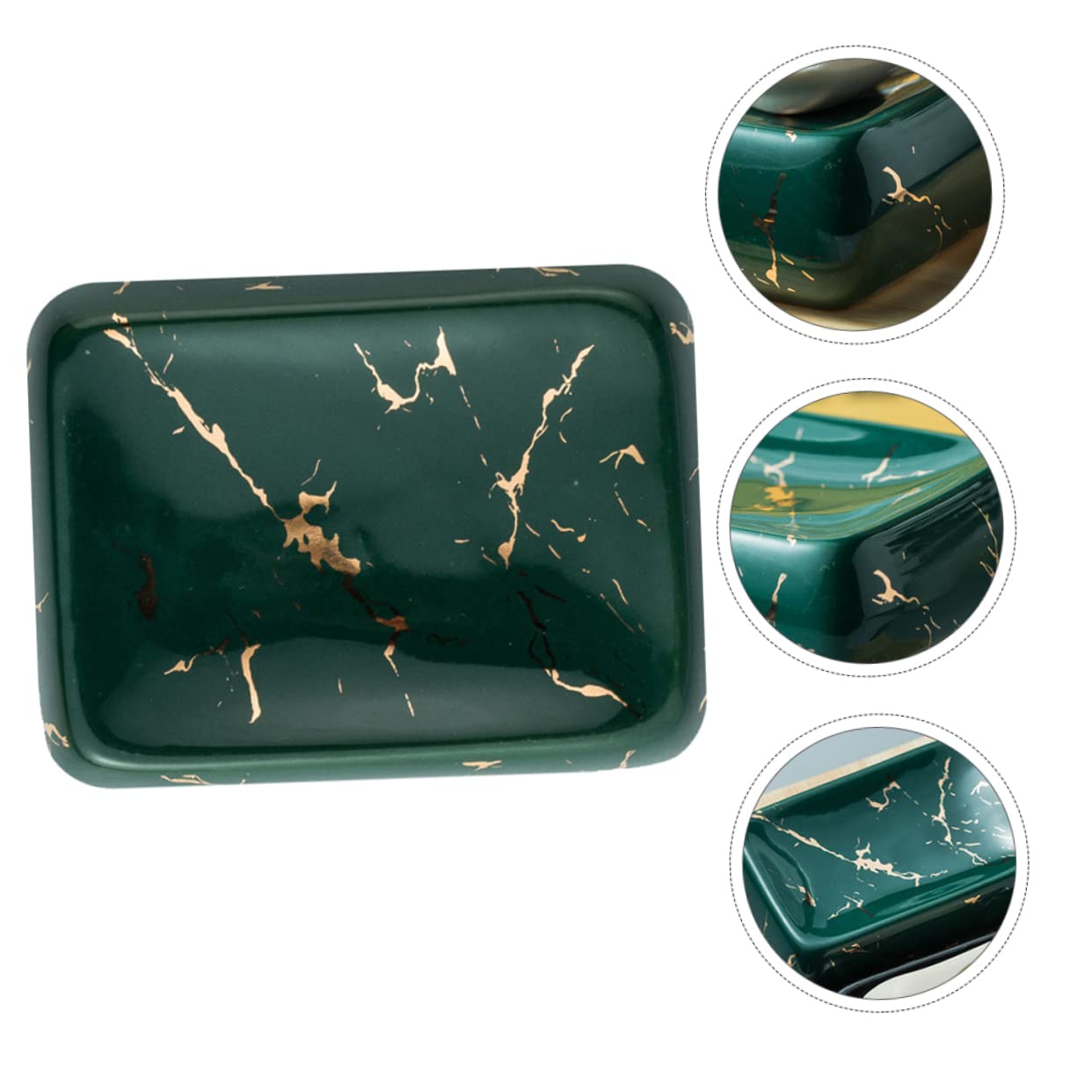 Jabonera de Cerámica Verde Estilo Nórdico para Baño, Hogar | Hotel y Casa, Fácil de Limpiar, Resistente, Bandeja para Jabón de Ducha