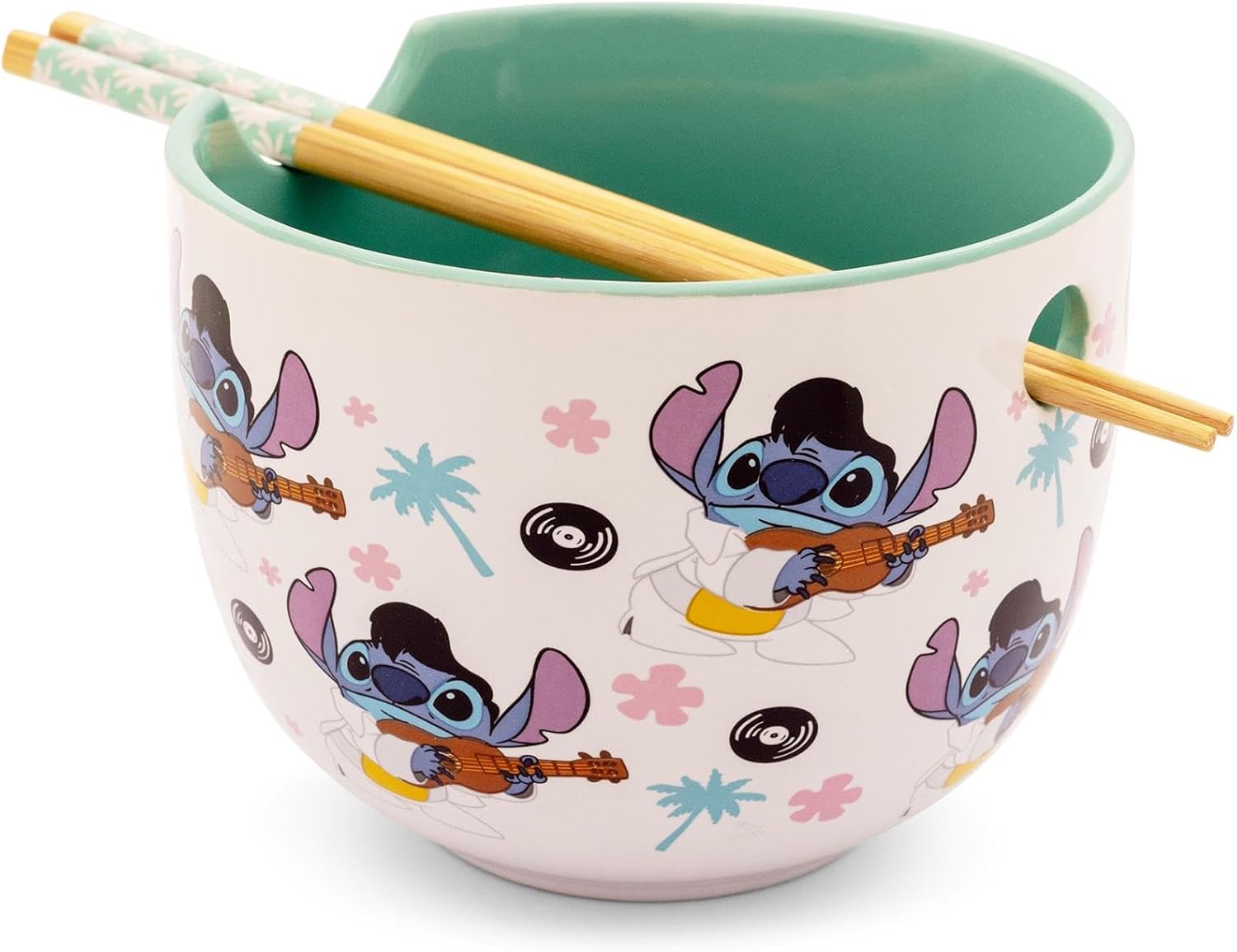 Disney Lilo & Stitch Elvis Ceramic Ramen Dinnerware Set | Includes 20-Ounce Noodle Bowl and Bamboo Chopsticks - Image 3