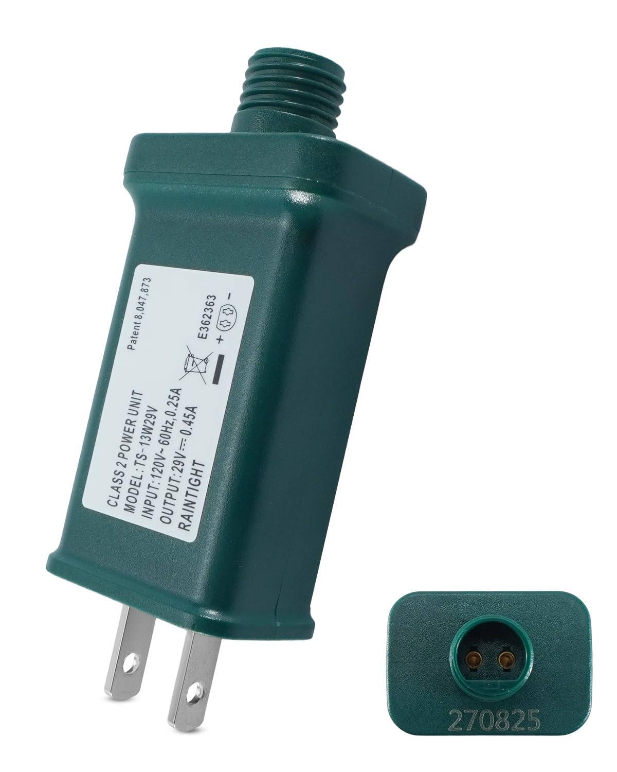 29V 0.45A 13W Power Supply Class 2 Transformer TS-13W29V Fit for LED String Light Holiday Lighting Christmas X-Mas Tree, 1/2in 12mm Left Positive Adapter, Raintight IP44 Plug Connector, 1Pcs