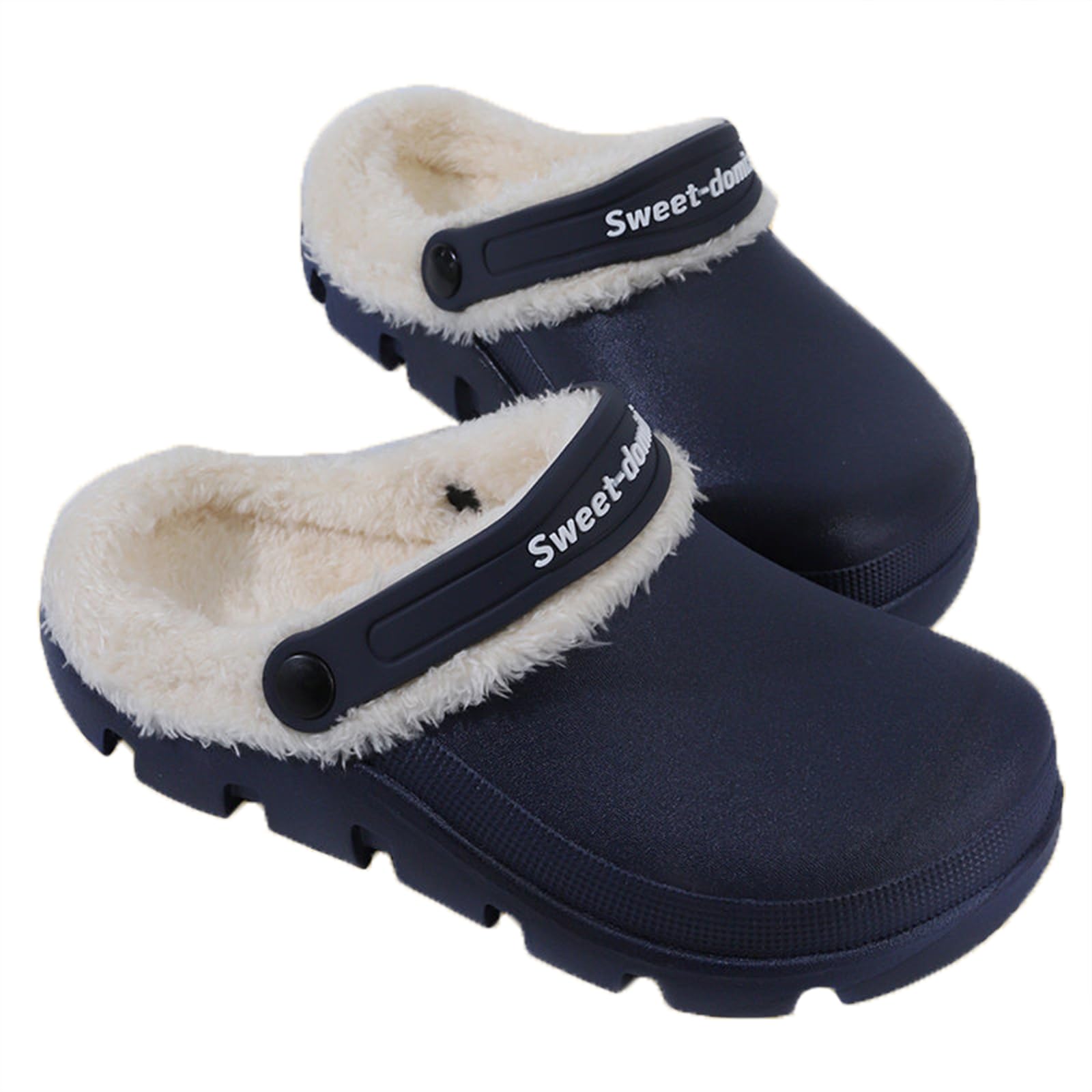 Fdskwky Garden Clogs Fuzzy for House : Women Men Warm Fur Lined Slippers for Winter Unisex Non-Slip Mules for Indoor Outdoor
