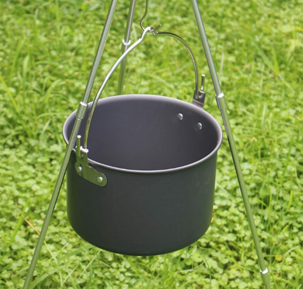 Outdoor 4L Camping Hanging Pot Cooking Soup Pot with Lid Camping Picnic Pot