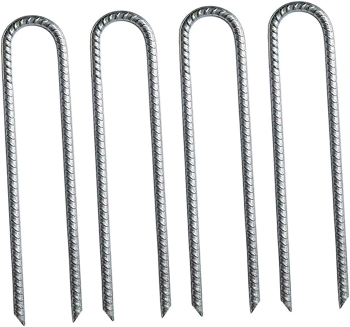 BESPORTBLE 4pcs Tent Pegs for Heavy Duty Tent Stakes Nail Anchor Car Camping Tent Steel Peg Stake U Shape Tent Stake Outdoor Lightweight Tent Stakes Heavy Duty Ground Galvanized Steel Silver