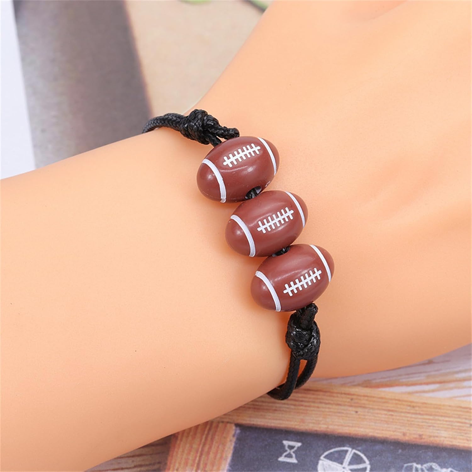 4PCS Braided Sport Bracelets for Women Men Personalized Sports Themed Ball Basketball Rugby Volleyball Football Beads Friendship for Team Charm Jewelry - Image 2
