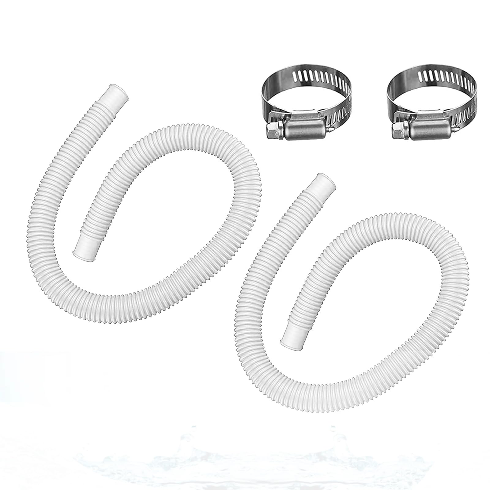 Photo 1 of 1.5” x 41” Pool Pump Replacement Hose, 2-Pack Above-Ground Pool Hoses with 4 Stainless Steel Clamps, Compatible with Intex, Coleman, Summer Waves Pool Pumps & Filters (2 PACK White)