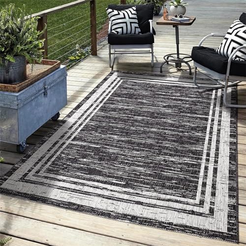 Alfombra impermeable para exteriores gris estilo granja de alta resistencia lavable 2