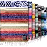 Hydration Nation Authentic Large Handwoven Mexican Striped Throw Blanket - Soft, Durable, Eco-Friendly - 70'x50' – Sunrise