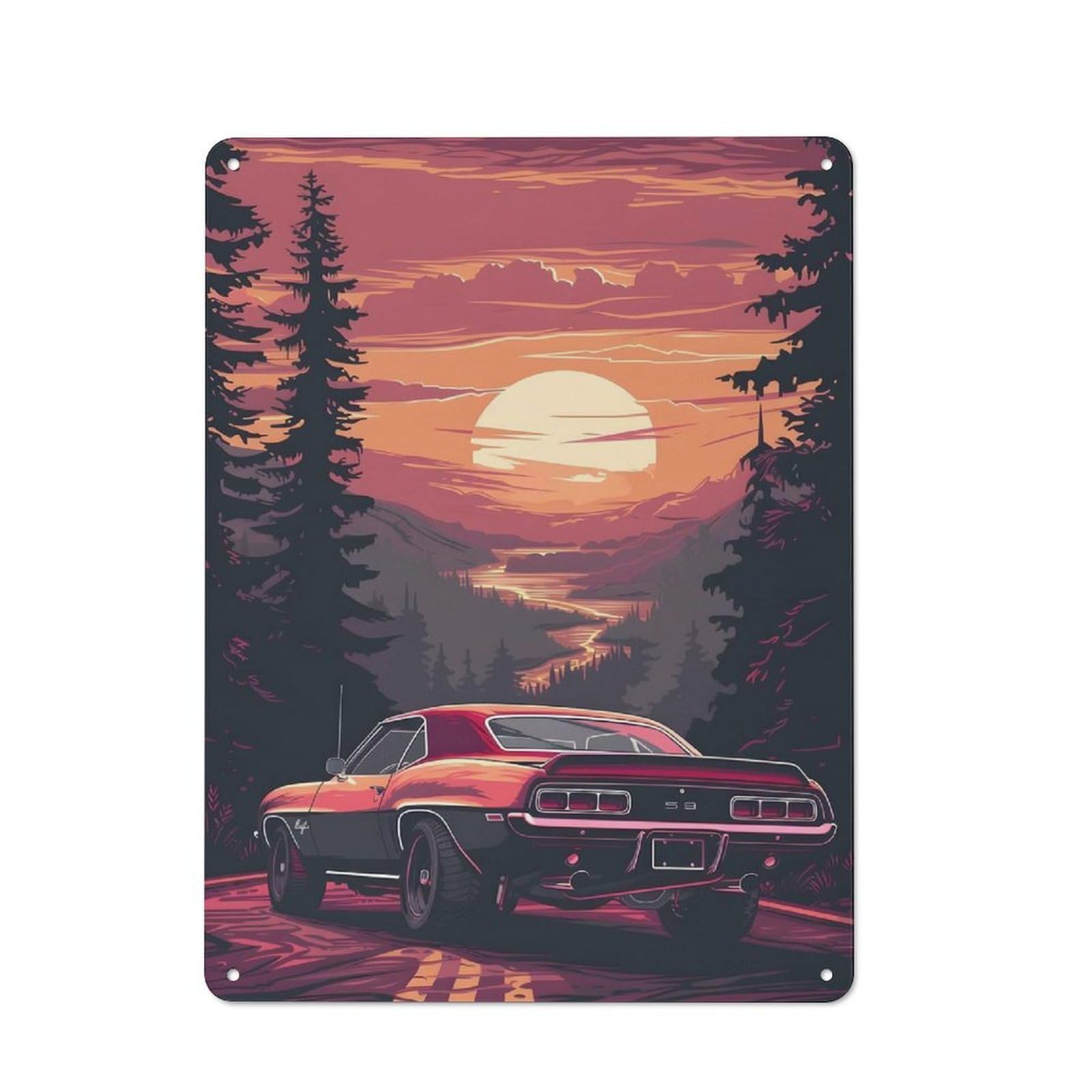 Everyday Sunset Drive Metal Gift Sign 40x30cm, Room Wall Plaque for Home, Shop, Pub Or Studio Wall