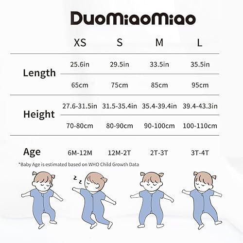 Miniatura 6 de Duomiaomiao 1.0 TOG - Saco de dormir súper transpirable de manga larga para niños de 36 a 48 meses, 100% algodón, saco de dormir para cuatro