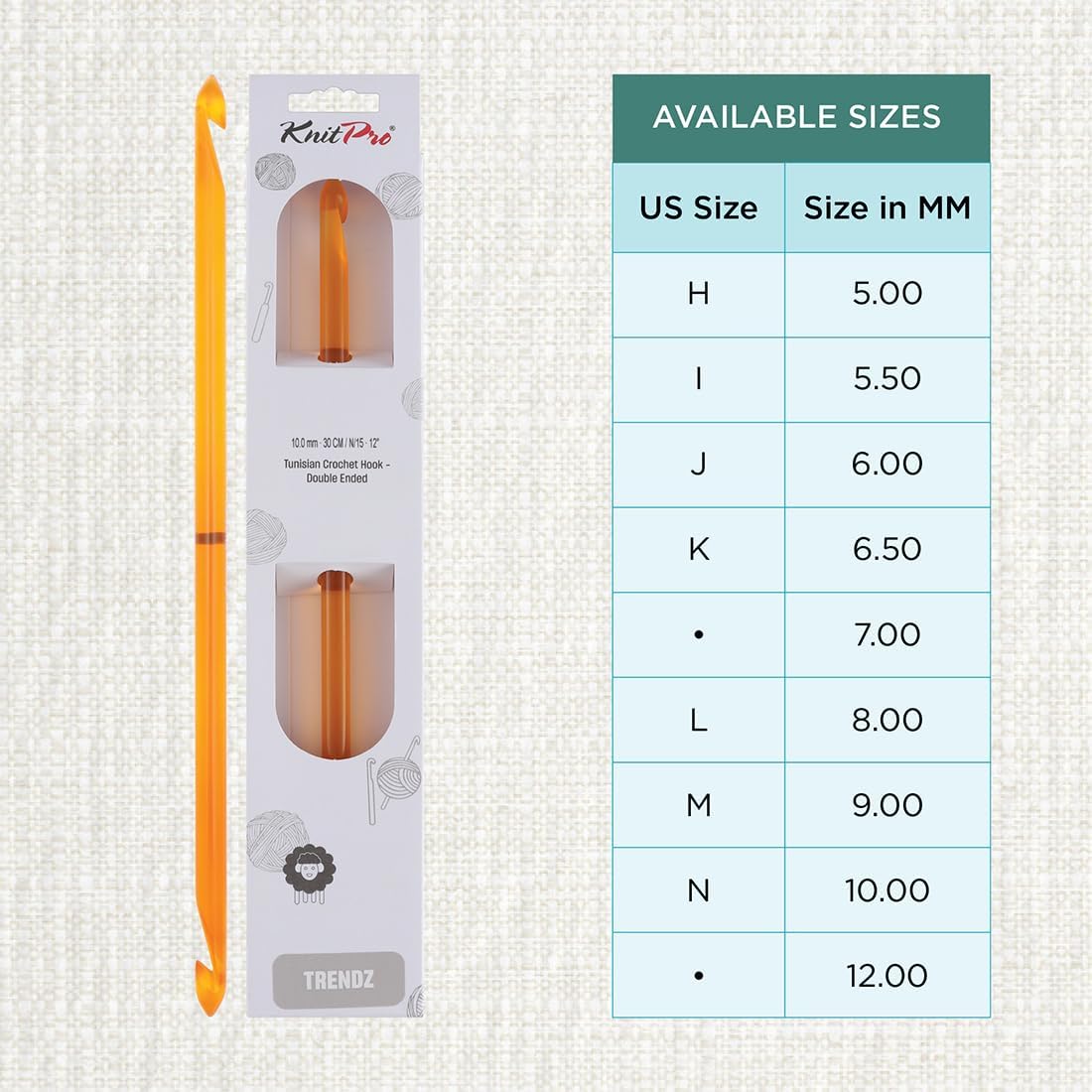 KnitPro Trendz Double-Ended Crochet Hook | US Size N (10mm)
