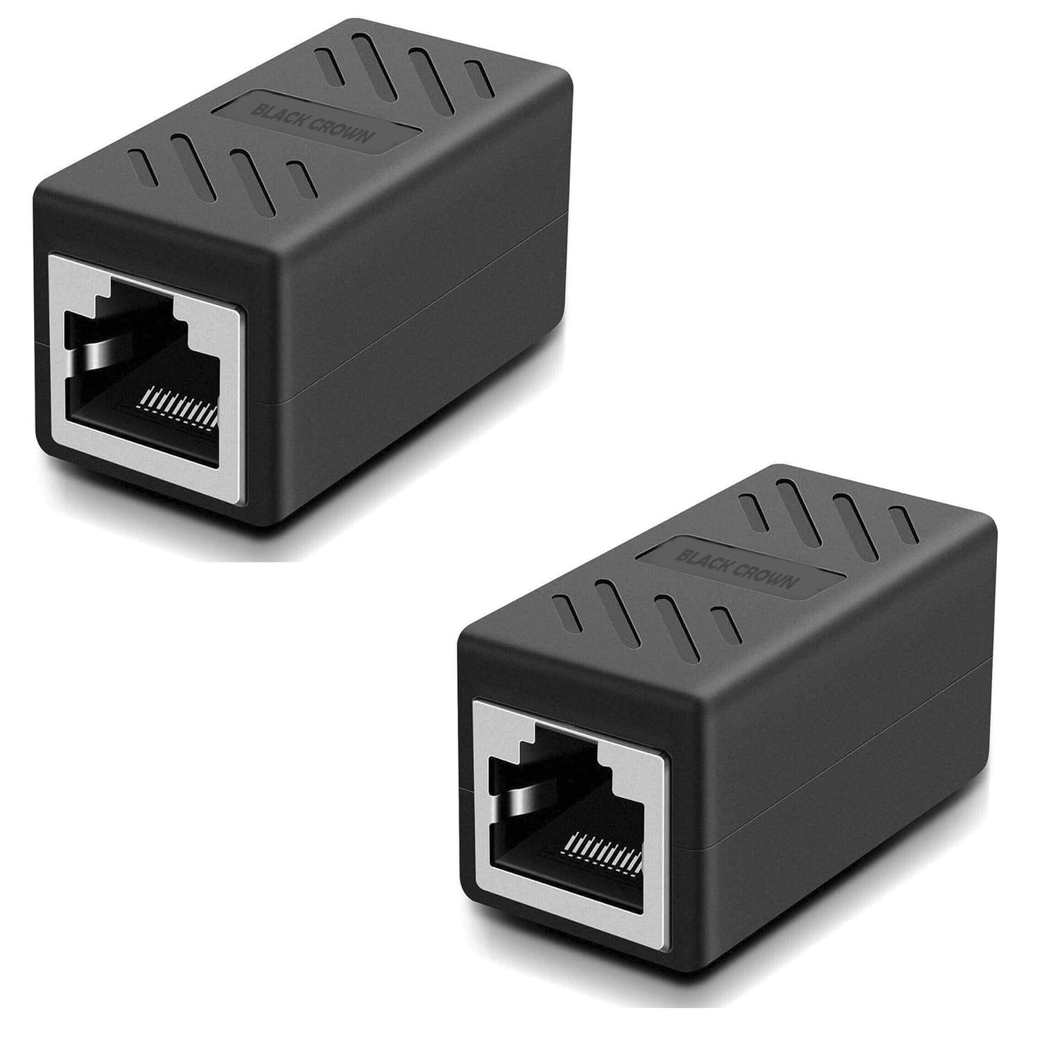 BLACK CROWN RJ45 Coupler Ethernet Extender Connector Inline Coupler Cat7 Cat6 Cat5e Ethernet Cable Adapter Female to Female for Laptop, Projector, Computer (Black) (Pack of 2)-picture-12