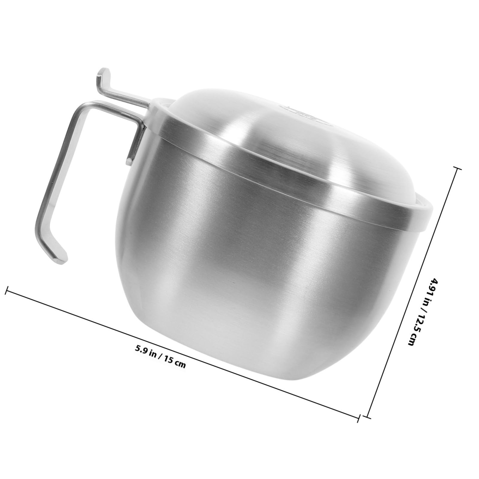Tazón de Comida de Acero Inoxidable Tapa y Asa, Capacidad 1200ml, Cuenco Portátil Anti-escaldaduras Adecuado para Sopa y Fideos
