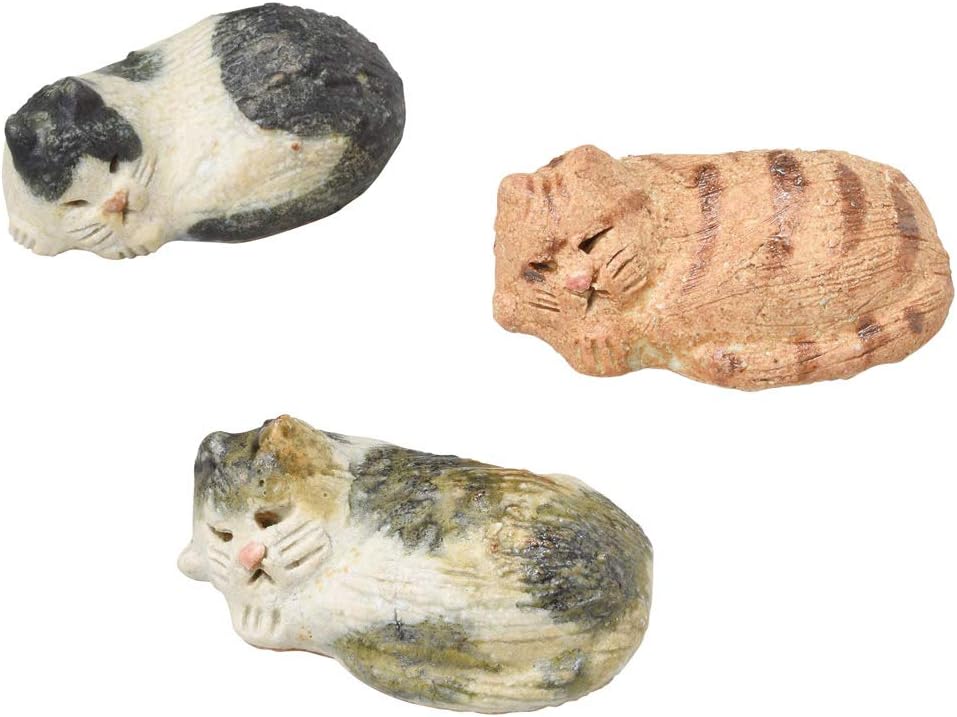 Shigaraki Ware MR-3-3540 Hechimon Good Night Cat Trio, Chopsticks Rest, Set of 3
