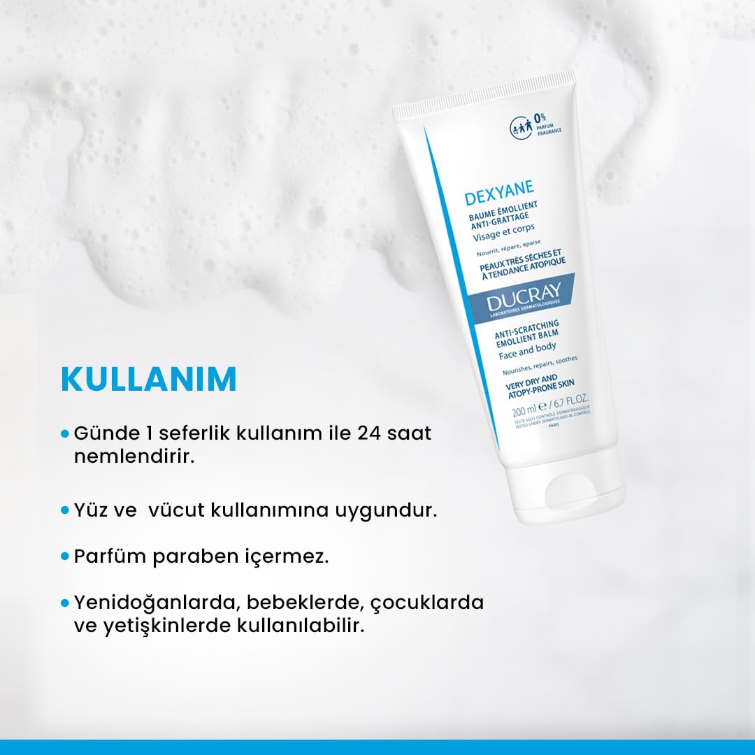 Ducray Dexyane Creme Emolliente Çok Kuru ve Atopiye Eğilimli Ciltler için Nemlendirici Krem (200 ml)