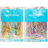【6pk】 LYAC Homeware Easter Grass 1oz Pastel Colour, Multicolour Shredded Decoration, 2 Cols Random