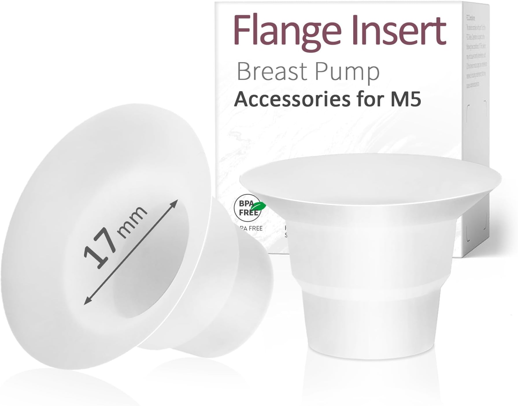 17mm Flange Insert Compatible with Momcozy M5, Only Suitable for Use with The Momcozy M5 Wearable Breast Pump, Not Original M5 Breast Pump Replacement Accessories, 2 Piece Set (17mm)