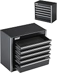VEVOR Metal Tool Box, 8.6-inch, Portable Metal Tool Box with 5 Drawers, Small Tool Chest with EVA Liners and PP Feet Pads, Heavy-Duty Steel With Ball Bearing Opening and Powder Coated Finish, Black