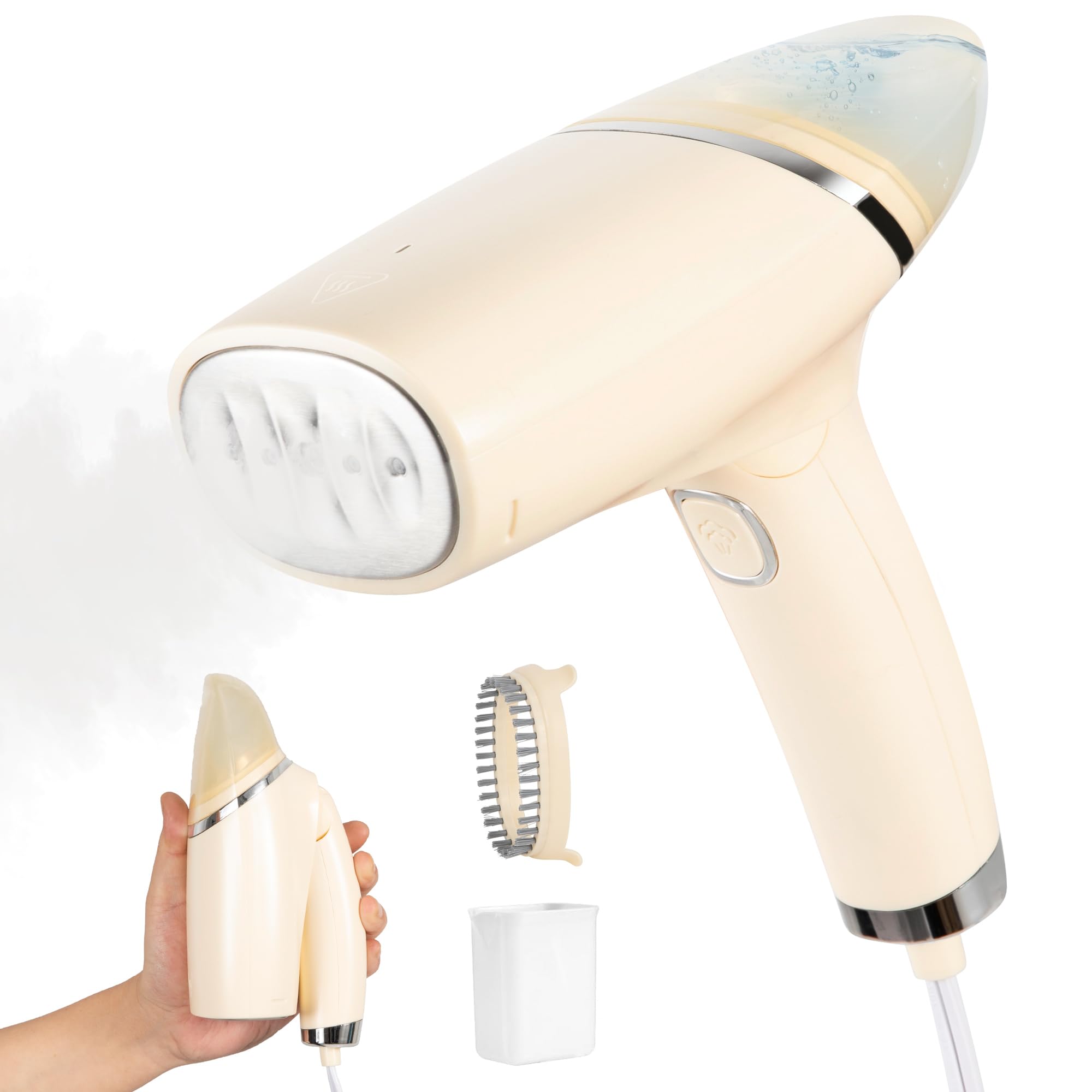 Vaporizador portátil para ropa, calentamiento rápido en 25 segundos, 1000 W, plancha de viaje, quita arrugas con cepillo, vaporizador de ropa plegable, tanque de agua de 100 ml, para casa, viajes, oficina, solo 120 V