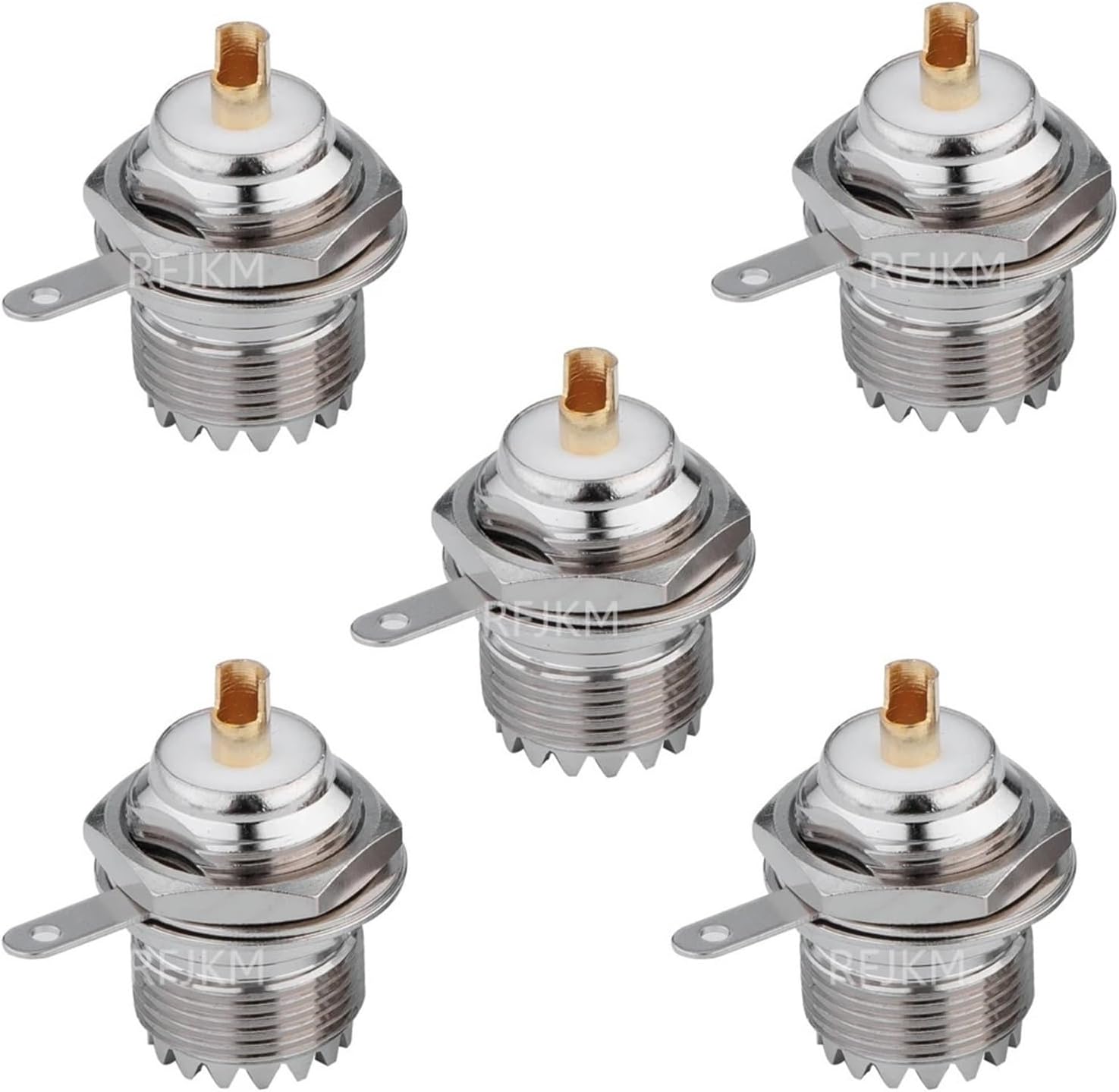 フランジナットが溶接された 5-10 UHF SO239 メス ソケット コネクタ。パネル取り付け型同軸アダプタに適しています。(1