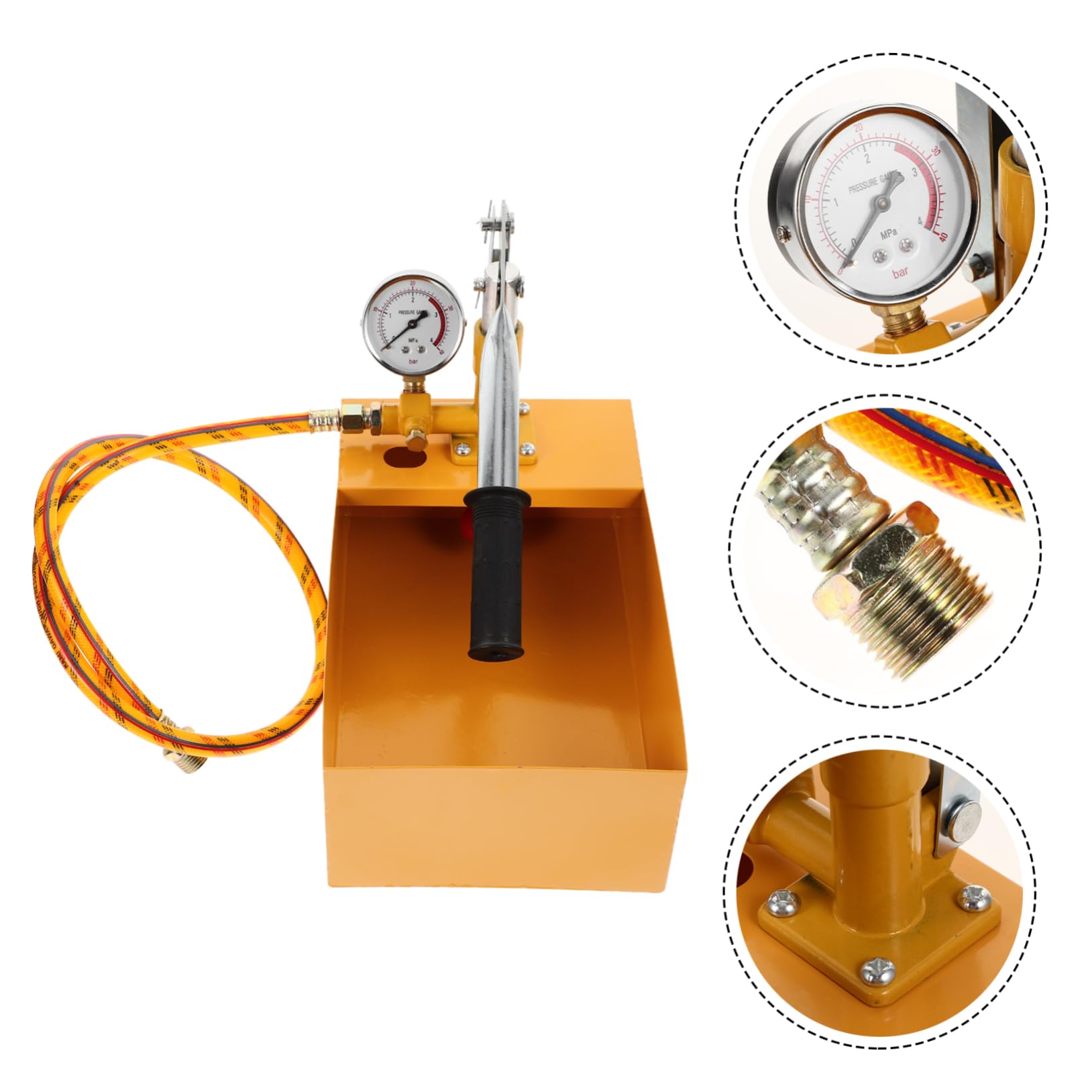 BESTYASH Pompa Idraulica Manuale per Test Pressione 40kg, Tester di Pressione per Acqua e Olio, Alluminio e Rame, Quadrante Grande, Lettura Chiara Colore Casuale Stile Casuale