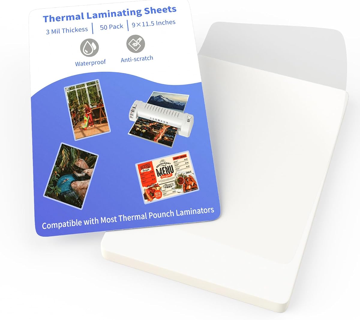 50 Pack Thermal Laminating Pouches 8.9×11.4 Inch, Clear Laminating Sheets for Laminator, 3mil Letter Size Pouches Hold 8.5x11 Inch Sheet, Ideal Office and School Supplies