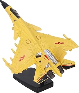 Fighter Jet Military Airplane Metal, High Simulation Pull Back Alloy Fighter Plane Model with Display Stand,Cool Sound Light Educational Aircraft Model for Boy Kids Collection Gift (Yellow)