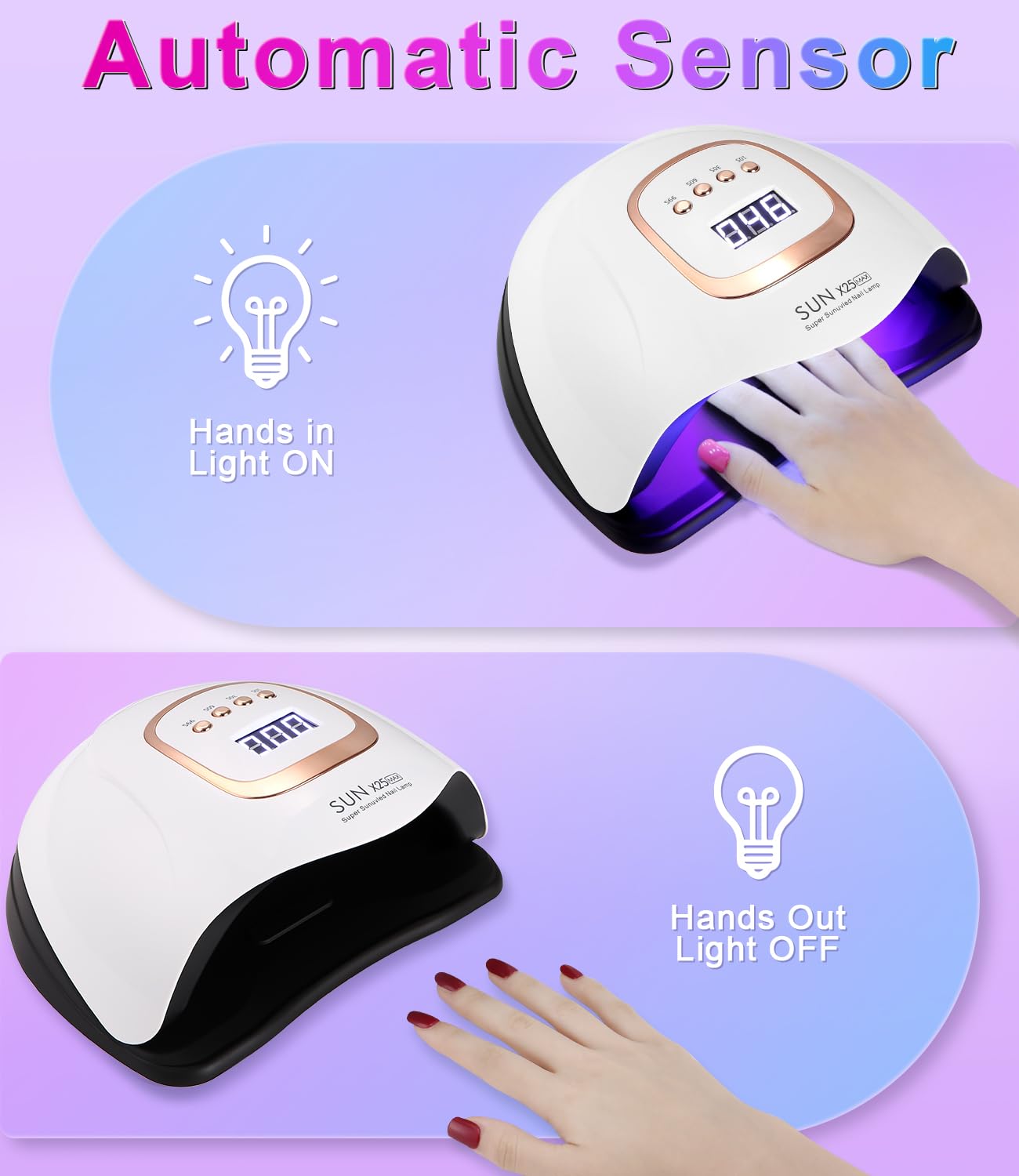 Lampada UV LED Unghie, 380W Professionale Semipermanente Curare Rapidamente Pedicure Fornetto Unghie per Tutti i Smalti, Automatico Sensore e Schermo 4 Timer per Manicure a Casa e in Salone
