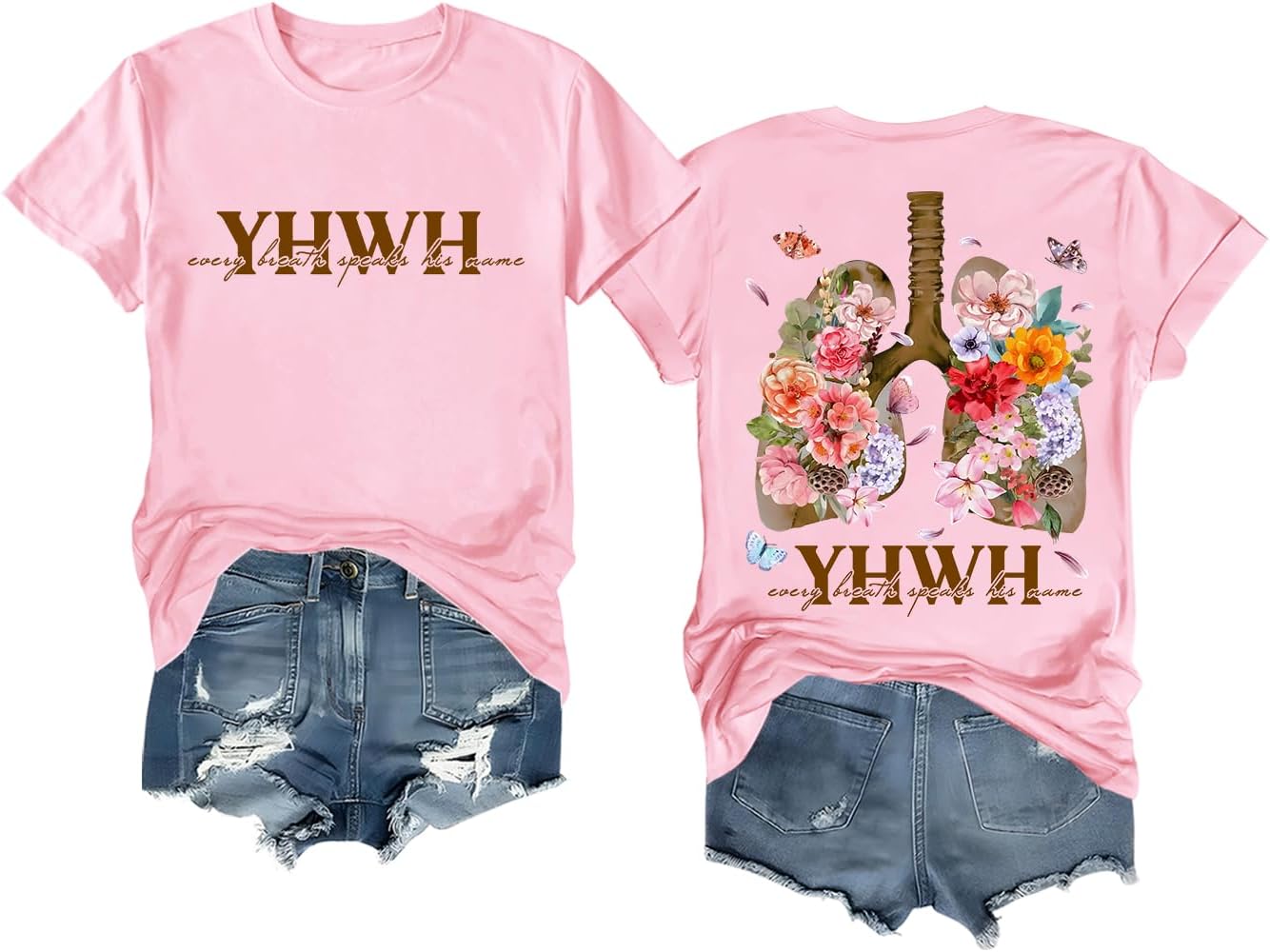 YHWH Lungs Shirt Women Yahweh T-Shirt Floral Christian Shirt for Women - Image 5