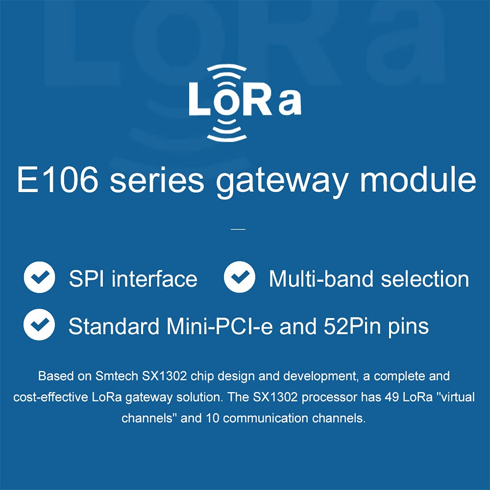 SX1302 LoRa Gateway 27dBm 868MHz EBYTE E106-868G27P2 PCI-e Interfaz SPI Half Duplex integrado en PA LNA RF Módulo Transceptor Receptor