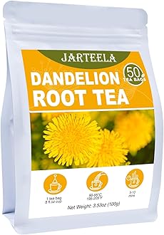 Jarteela Dandelion Root Tea - 2g Pyramid Bags, 50 Count - Raw, Non-GMO, Caffeine-Free