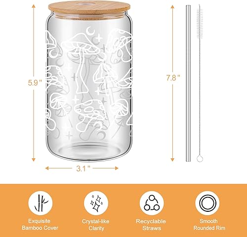 Miniatura 4 de Juego de 2 vasos de café helado de girasol con tapas de bambú y pajilla regalos inspiradores de girasol para mujeres taza en forma de lata de