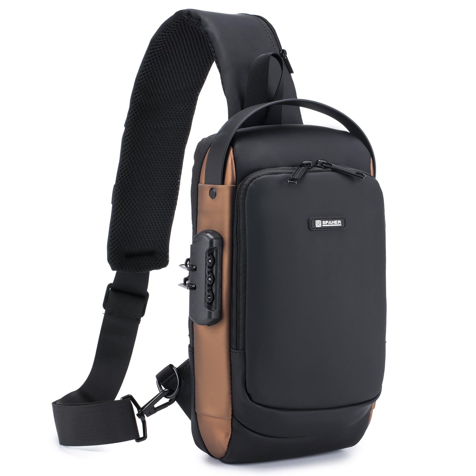 SPAHERMan Bag Genuine Leather Sling Bag Backpack Mens Messenger Bag Chest Bag Crossbody Shoulder Bag Daypack Rucksack For Business Outdoor Sports Hiking Camping Travelling