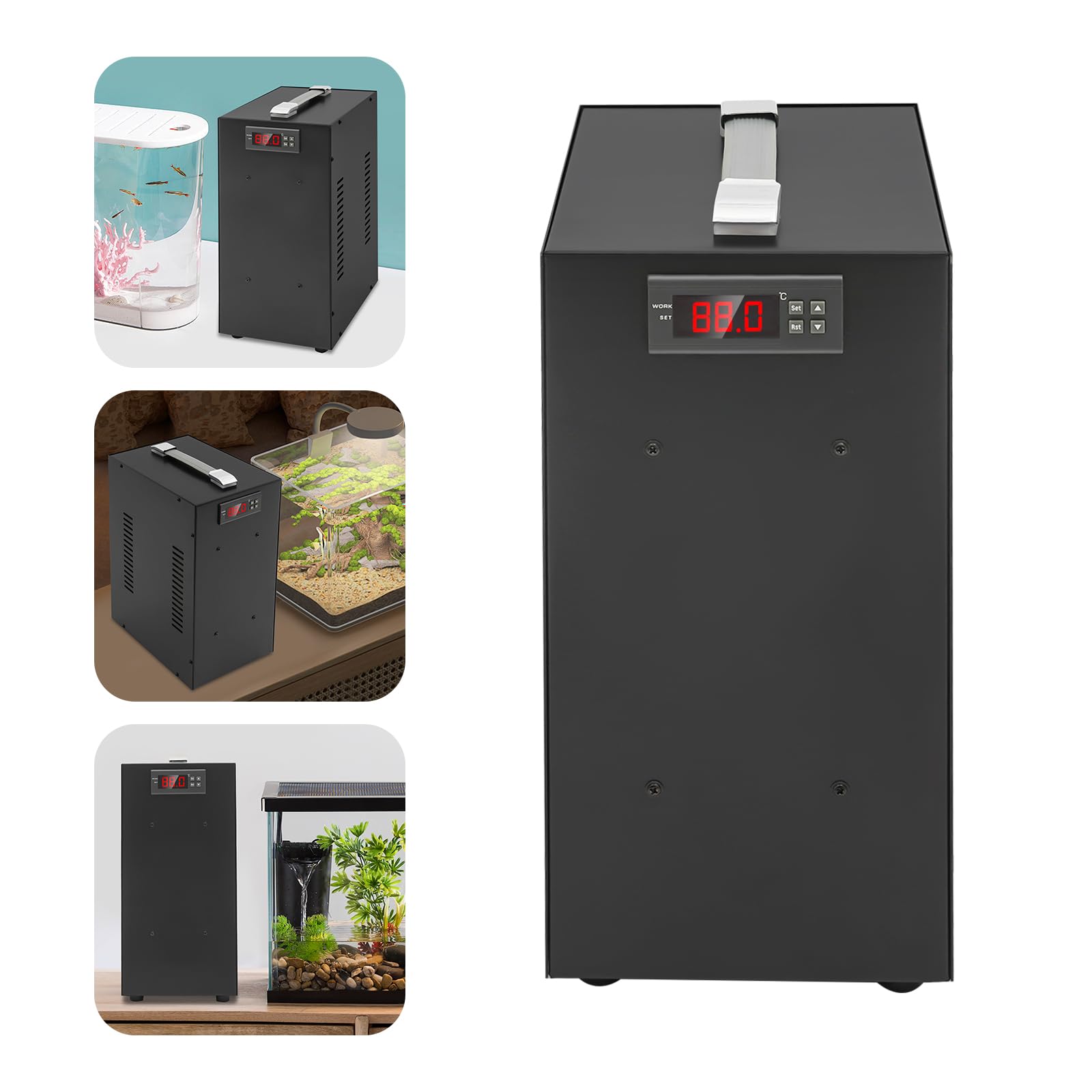 Radiatore per acquario, 40 l, sistema di raffreddamento per acquario, 150 W, con display LCD per acquario, erba di pesce, corallo