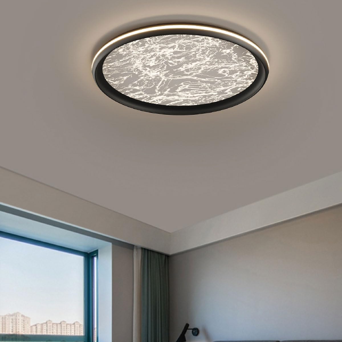 Lampy sufitowe do wnętrz w stylu kremu maślanego, metalowe i akrylowe, płaskie oświetlenie, okrągłe lampy sufitowe o dymnym wzorze, idealne do sypialni i gabinetów