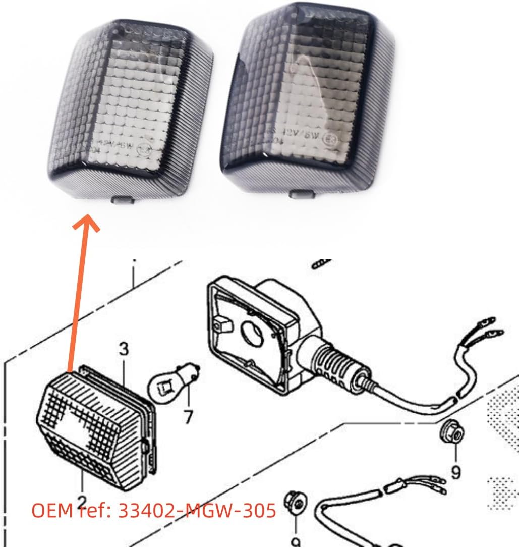 Fit for Honda AFRICA TWIN ; 1993-2017 XR650L;1992-2004 XR250R;1996-2004 XR400R ;33402-MGW-305; Winker Lamp Idicator Light Turn Signal Lens (Smoke)