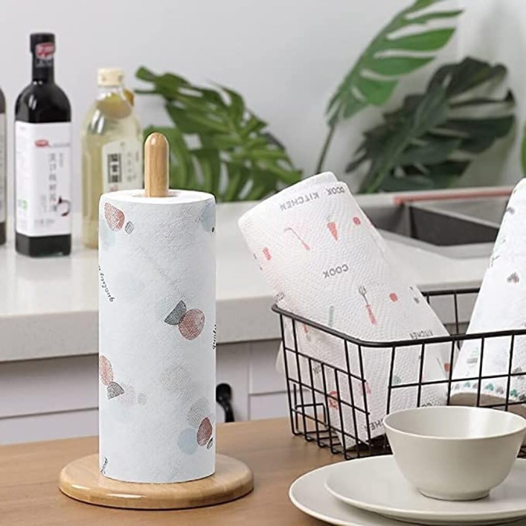 ONISHOMES Non-Woven Reusable and Washable Kitchen Printed Tissue Roll Non-stick Oil Absorbing Paper Roll Kitchen Special Paper Towel Wipe Paper Dish Cloth Cleaning Cloth (Pack Of 1) 50-Sheets 3