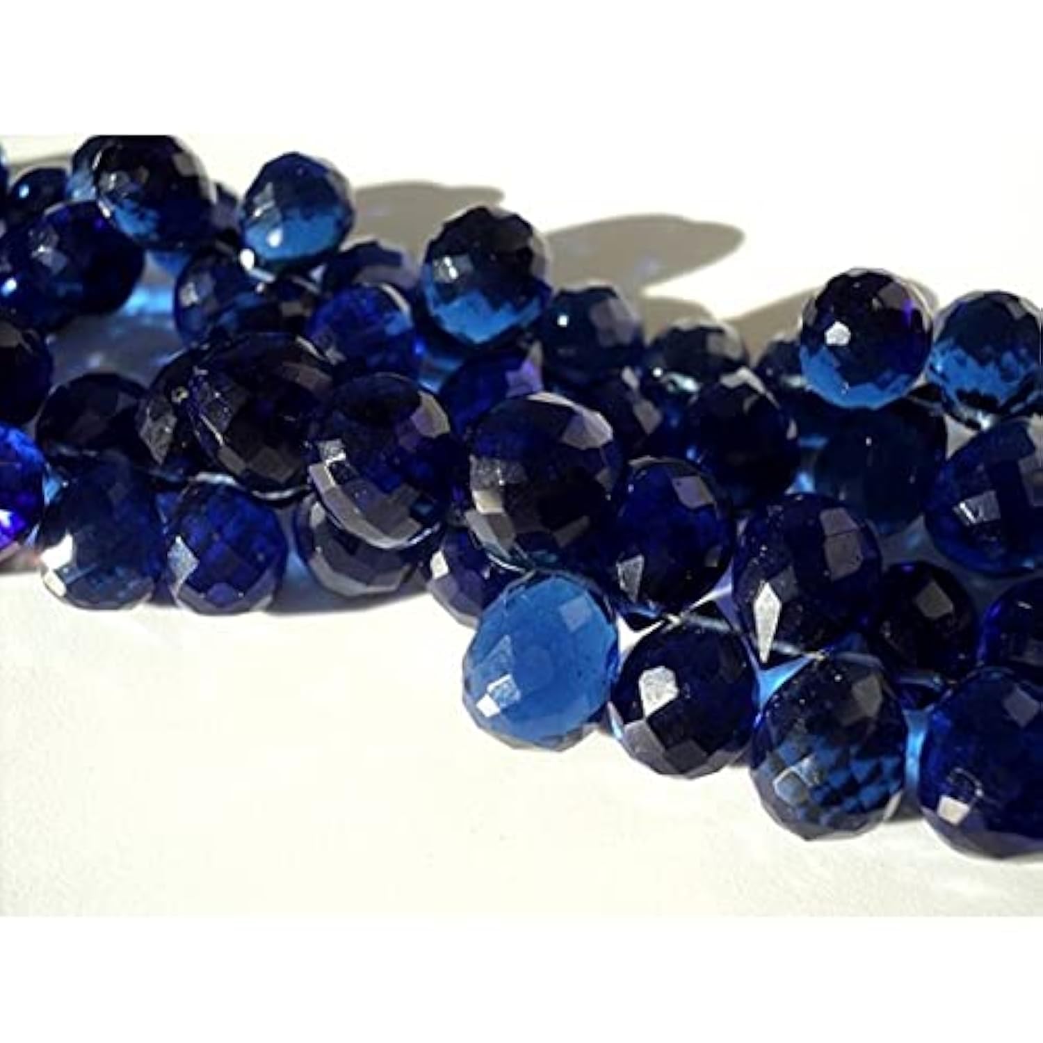Quartz mystique bleu cobalt fil de perles gouttes pour offrir un cadeau artisanal