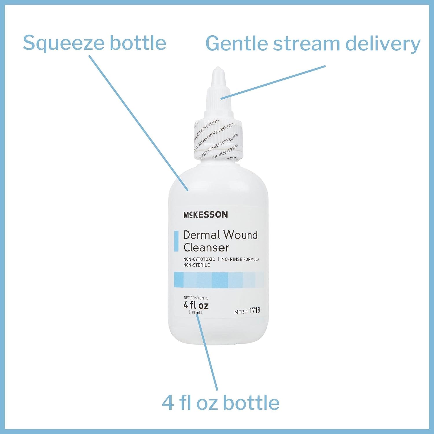McKesson Dermal Wound Cleanser, Non-Sterile, Non-Cytotoxic, Rinse-Free Formula, 4 fl oz