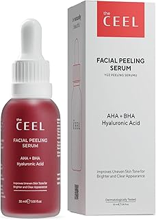 The Ceel AHA%10 + BHA%2 Kırmızı Peeling Yüz Serumu 30 ml, Cilt Tonu Eşitleyici ve Gözenek Sıkılaştırıcı Yenileyici Asit Serum, Glikolik Asit ve Panthenol İçeren Leke Karşıtı Bakım