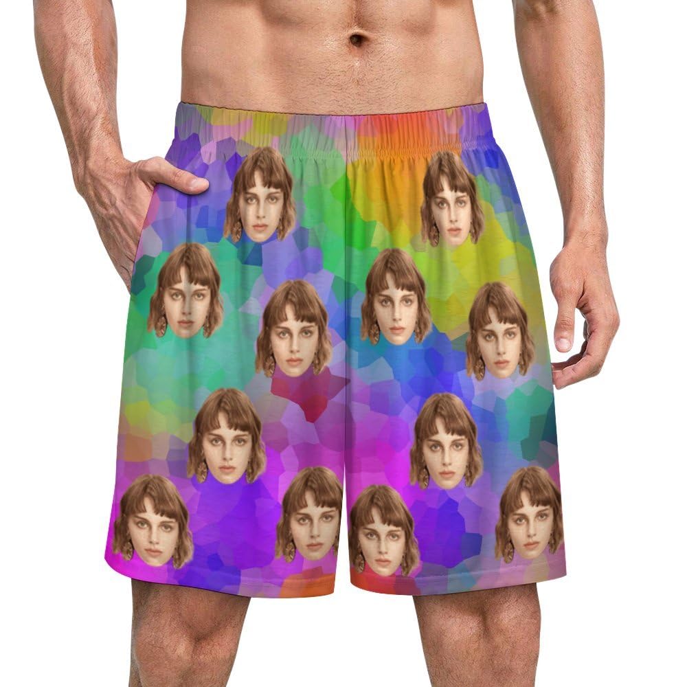 Custom Personalised Pyjamas Shorts PJs Nightwear Loungewear Gifts - Women/Men Pajamas with Faces Photo