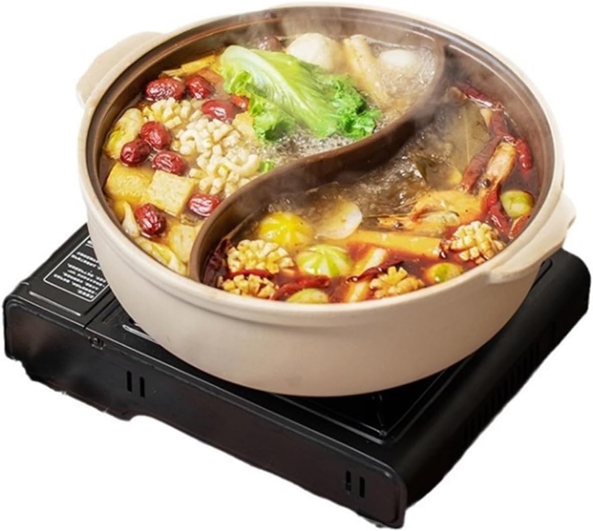 Charcoal Hotpot for Cooking Non-Stick Skillet Pot for Cooking Burner with Shabu Shabu Pot Enjoy Cooking Pot Kitchenware (Bruin 30cm)